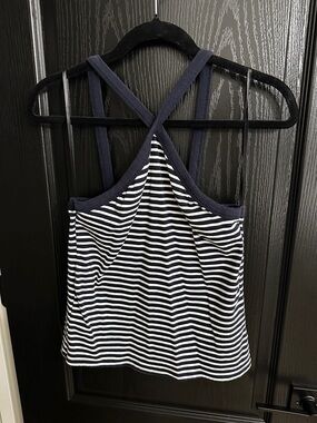 Free Assembly Navy & White Striped Crossback Tank